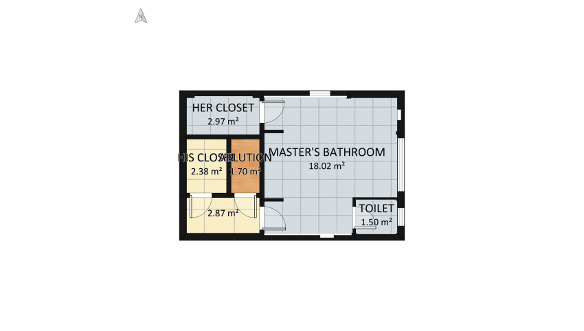 Master's Toilet & Bath - Coastal Design Style floor plan 34.32