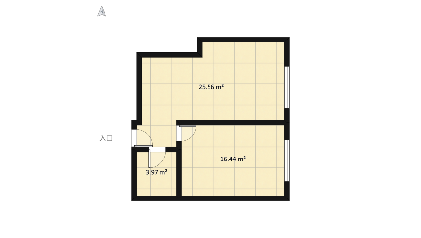 Small 1 bed Apartment floor plan 51.97