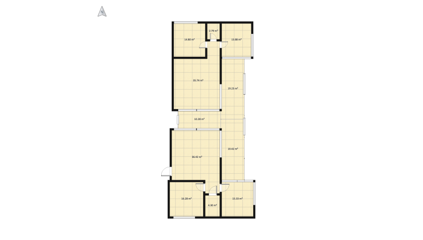 Oceanfront Apartment IV floor plan 208.4
