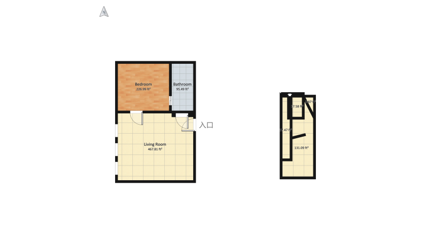 Room 1- Classic Black and White floor plan 104.58