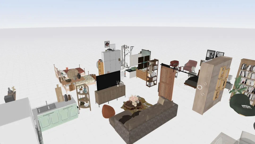 Cozy Family Home (No walls) 3d design renderings