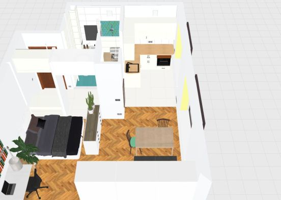 HEX wall, green floor, VERTICALnad-blatem Design Rendering