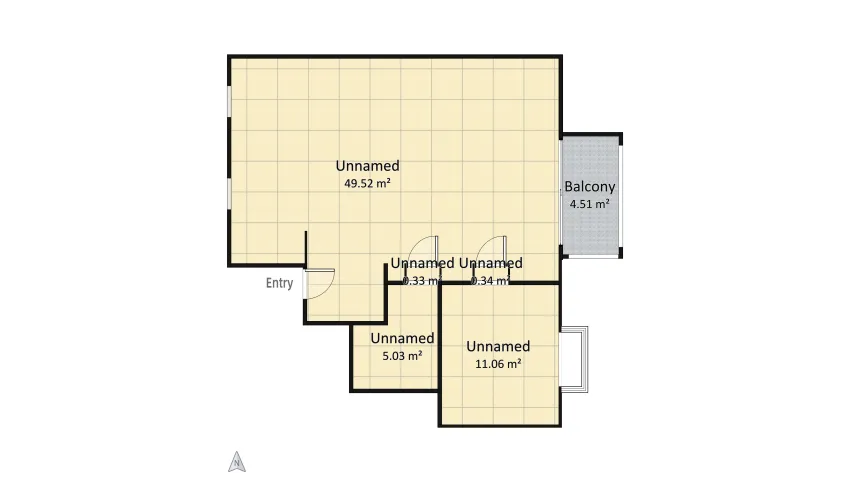 Apartment in a tenement house floor plan 70.8