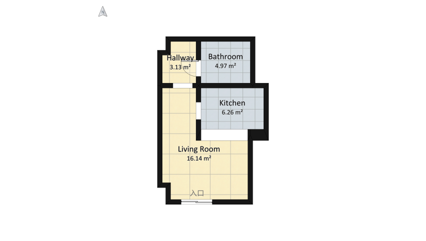 Small 30m2 apartment WABI SABI style floor plan 37.16