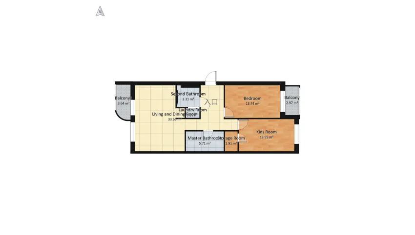 appartamento for 4 floor plan 90.56