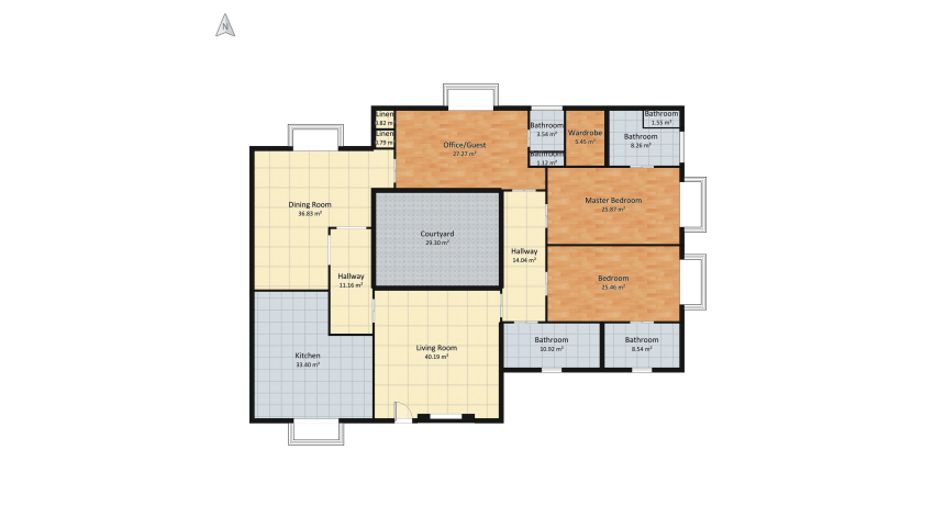 Casa con cortile interno floor plan 307.91