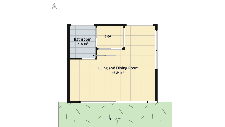 Wabi-sabi Cabana Villa Small House floor plan 104.41