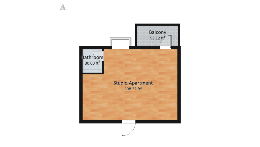 Studio Apartment floor plan 49.09