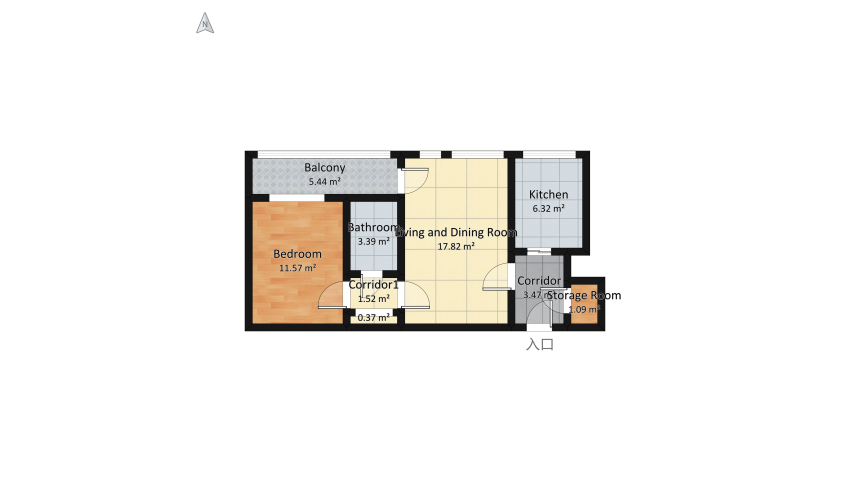Arthur's apartment floor plan 61.21