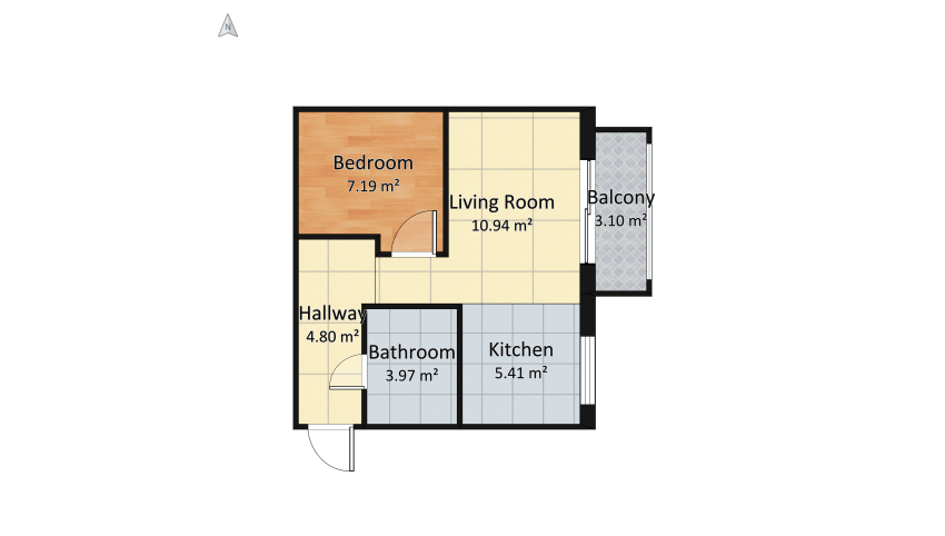 1BDR apartment floor plan 39.18