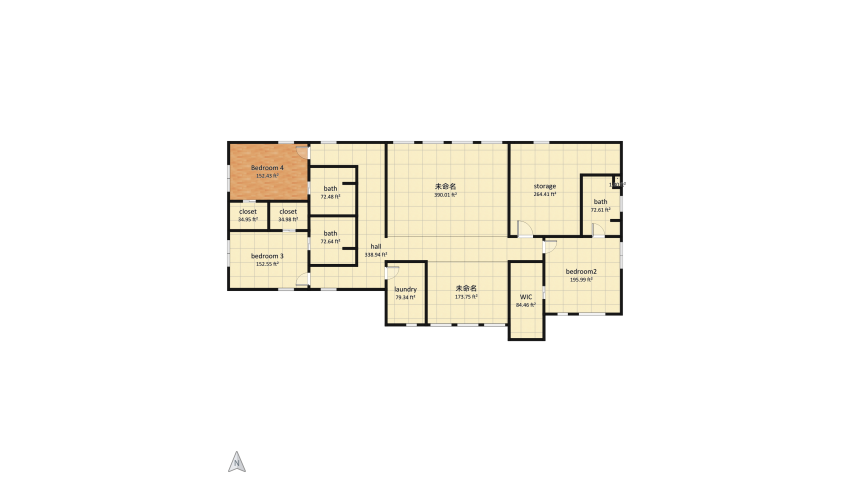 4 bed J&J no hallway floor plan 1060.59