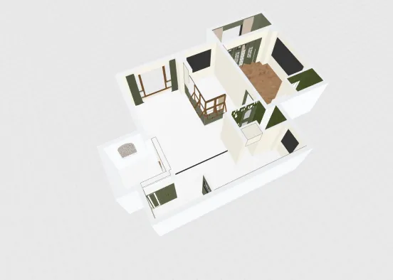 # Empty-Retro Green & Brown Apartment Визуализация дизайна