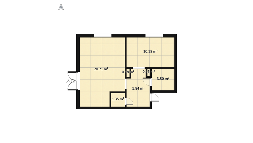 Design project of a small apartment floor plan 47.51