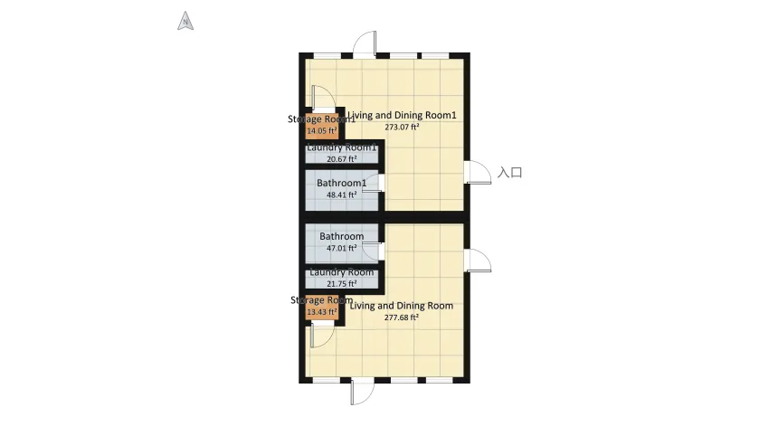 Modern Farmhouse duplex floor plan 77.63