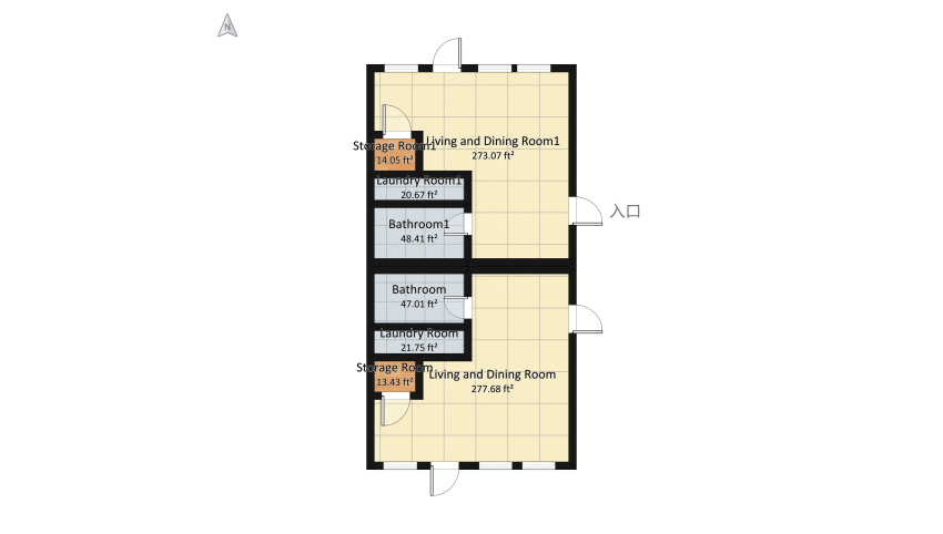 Modern Farmhouse duplex floor plan 77.63