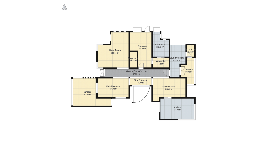 High Ceiling Modern Villa floor plan 382.52