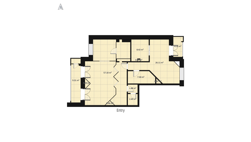 Bright apartment floor plan 141.57