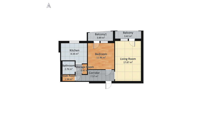 Modern apartment floor plan 65.93