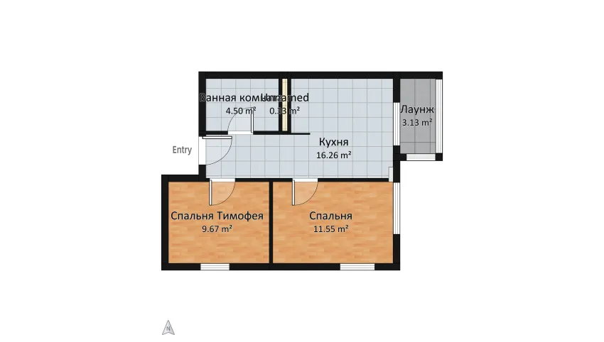 Apartments Obninsk floor plan 45.1