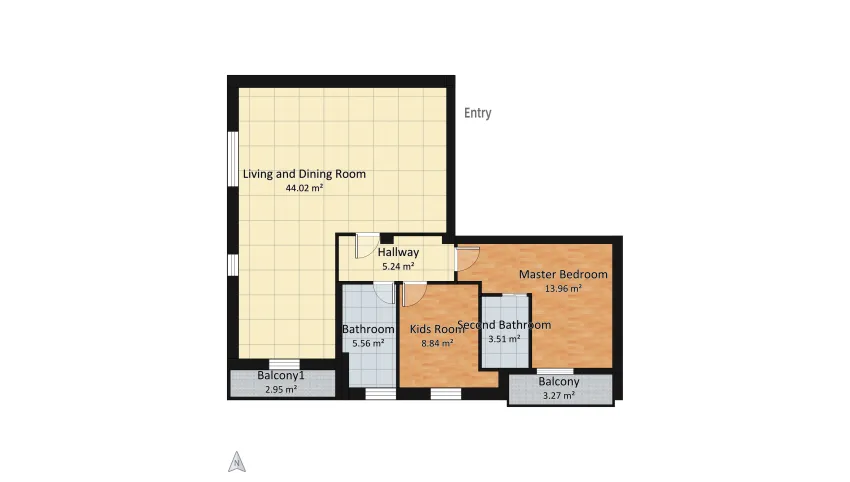 It could be like this floor plan 87.36