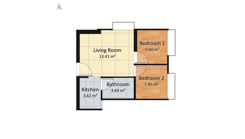 Room 3- Classic Black and White floor plan 35.64