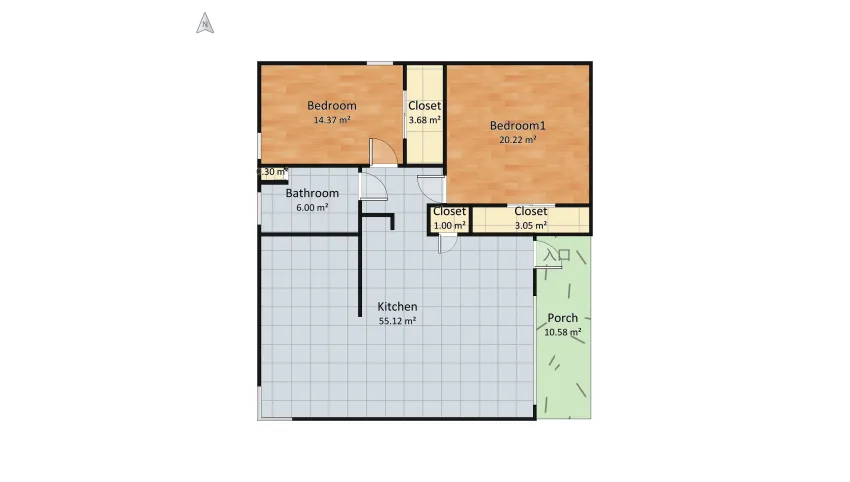 Studio Apartment floor plan 120.58