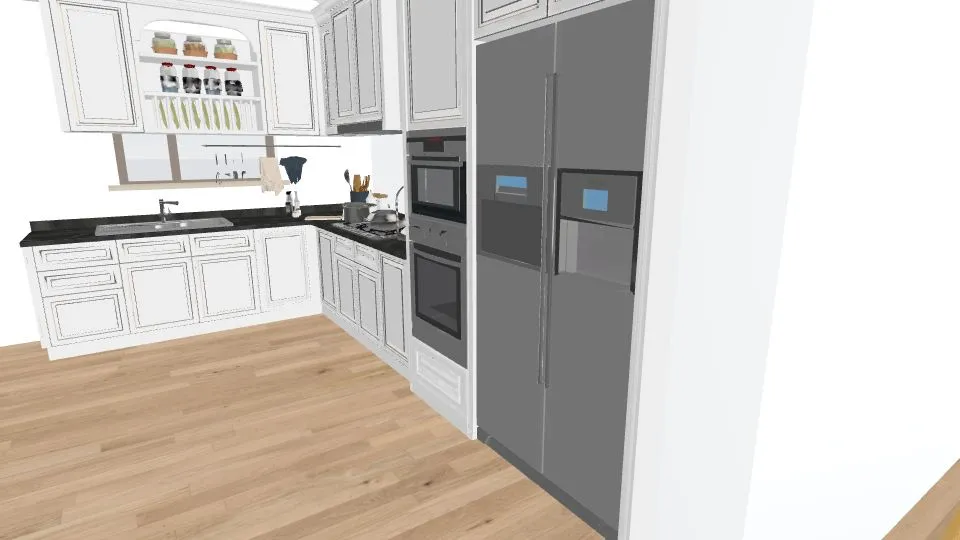 סלון ומטבח לאורך_copy 3d design renderings