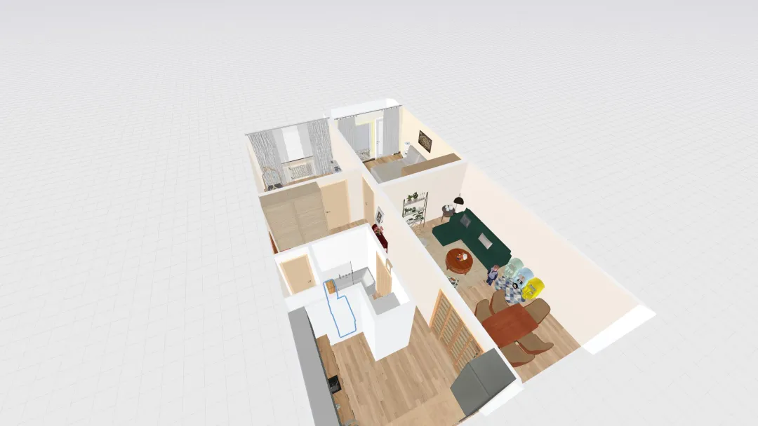 Namest vyklenek pracka smer kuchyn - koupelna mala 3d design renderings