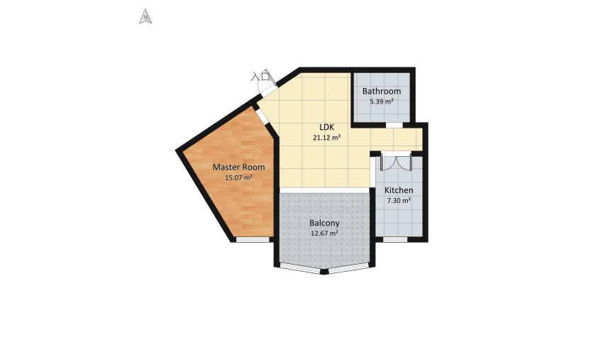 apartamento estilo industrial floor plan 70.35