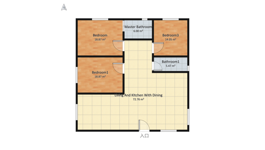 Small House On Third Floor. floor plan 147.63