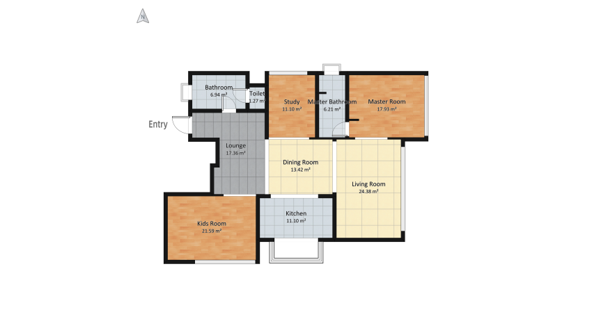 Three Bedroom Modern Luxurious Design floor plan 147.98