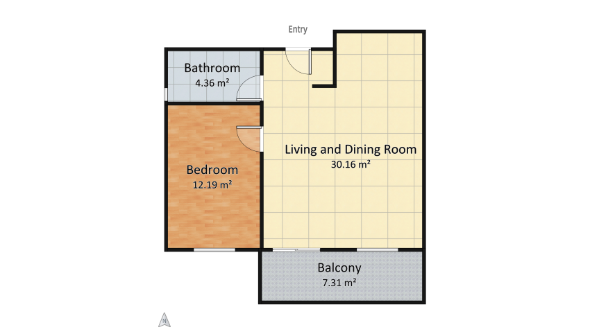 Mini apartamento Wabi Sabi floor plan 54.02