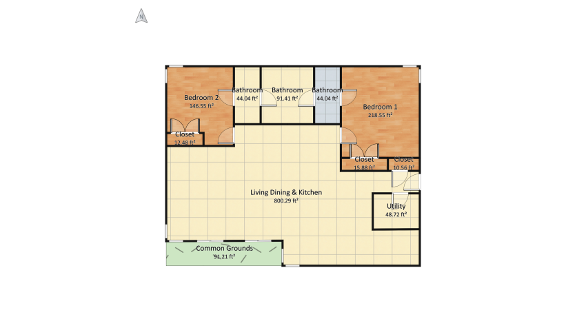MMarkle 2 BD Apartment floor plan 148.51