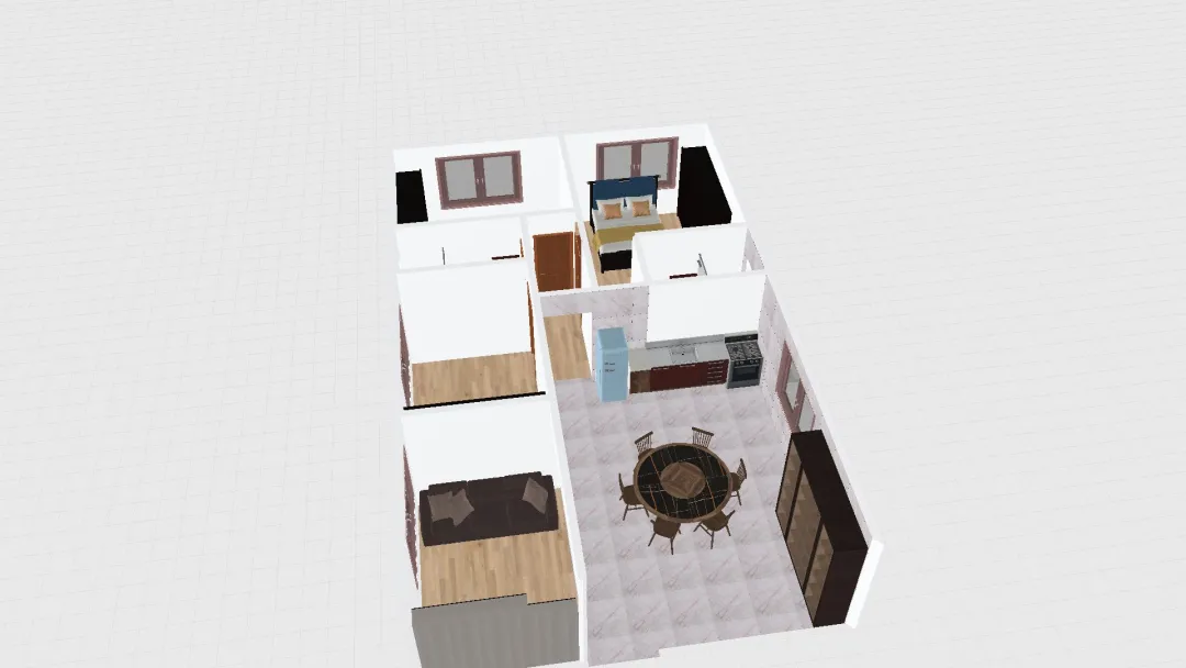 100 mt cozinha e jantar ambiente único 3d design renderings