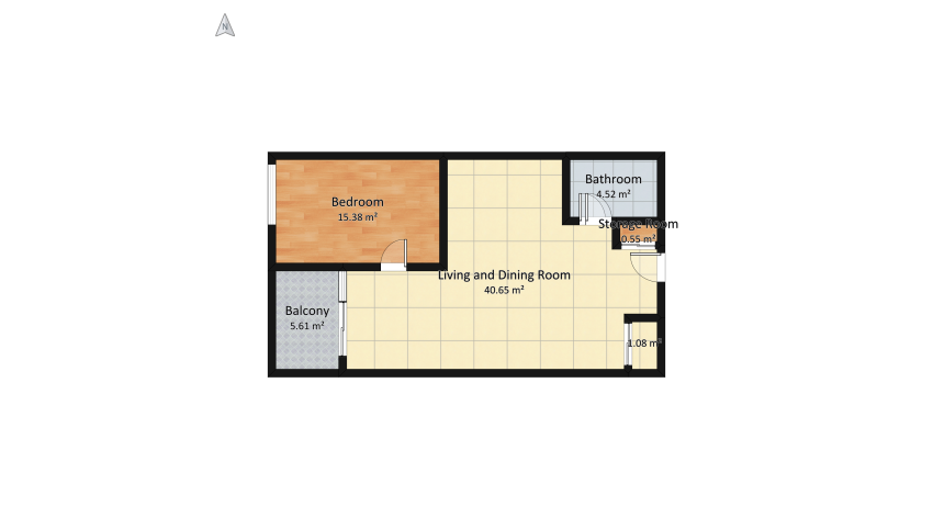 Bachelor Apartment exemplar - Katelyn floor plan 76.91