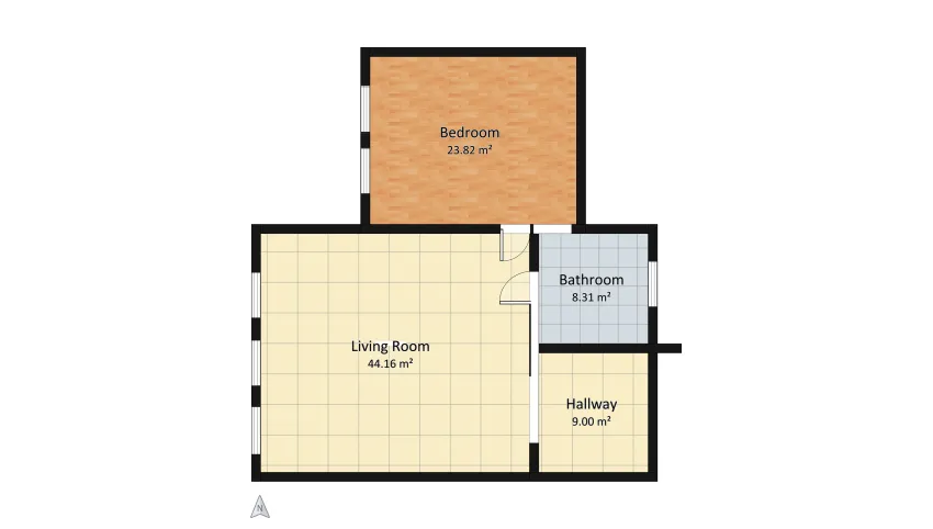 Japandi Style Apartment floor plan 91.57