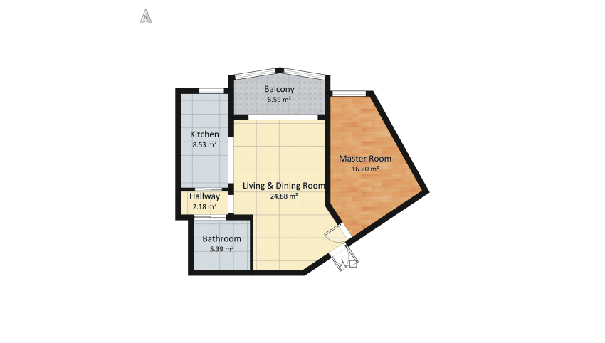 Mari Copy of Modern Urban ApartmentModern Urban Apartment floor plan 72.77