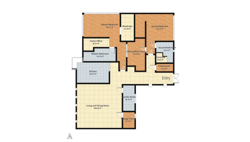 Spacious two-bedroom apartment floor plan 255.85