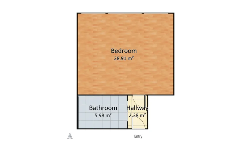 Single dorm room basic floor plan 37.28