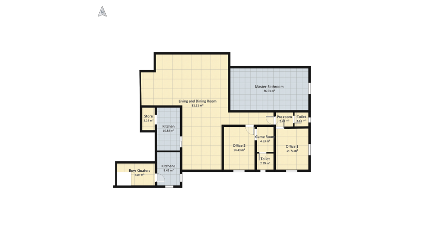 Home office and Kitchen concept floor plan 211.49
