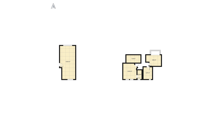 RENDERED SB Interiors - Green and White Bedroom floor plan 83.09