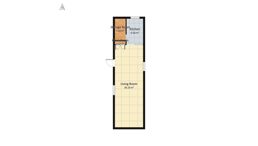 Living Room - Kitchen floor plan 51.9