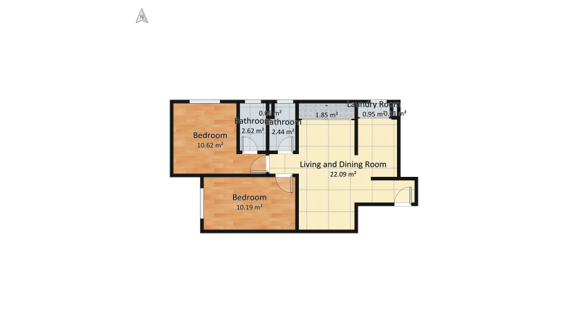 Apartamento 57 m² floor plan 57.25