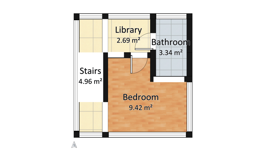 Geometric Tiny Tall House floor plan 84.44