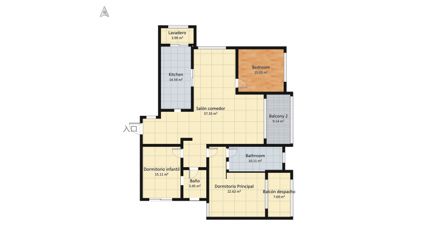 El apartamento rosado de Elvira floor plan 181.25