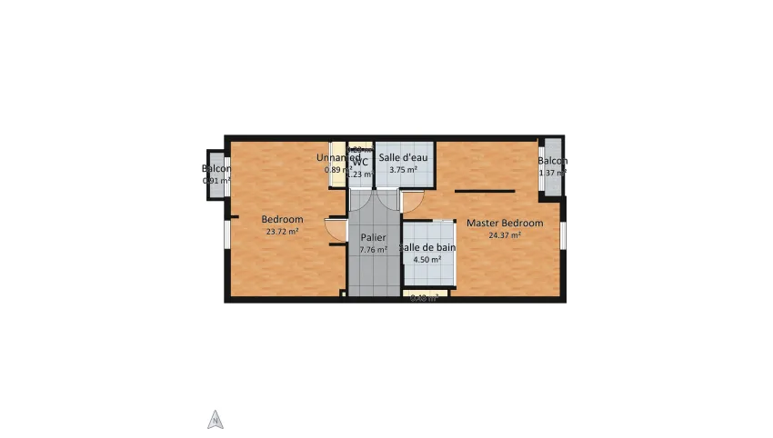 Alternative étage chambres floor plan 69.08