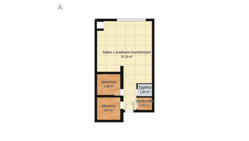 Version 2 Boho livingroom with kitchen floor plan 114.5