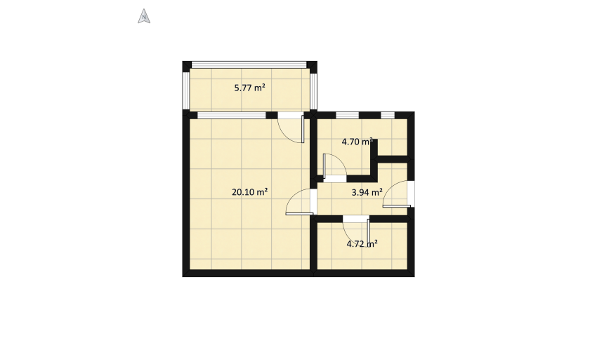 Garsoniera floor plan 46.53