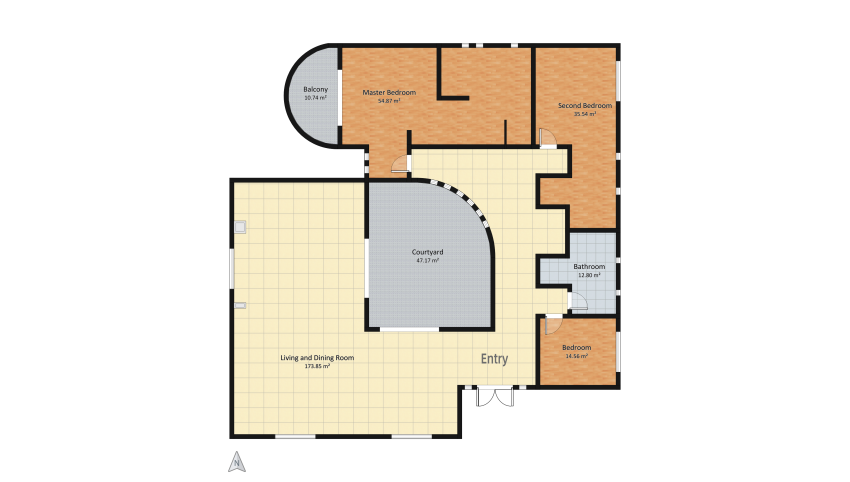 Modern red brick floor plan 349.55