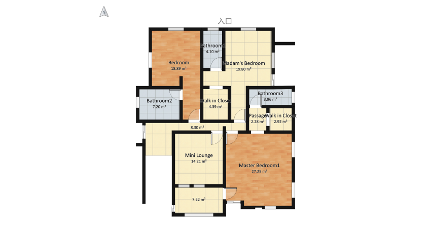 A Self-Assigned Four Bedroom Duplex Interior Design Project floor plan 1955.37